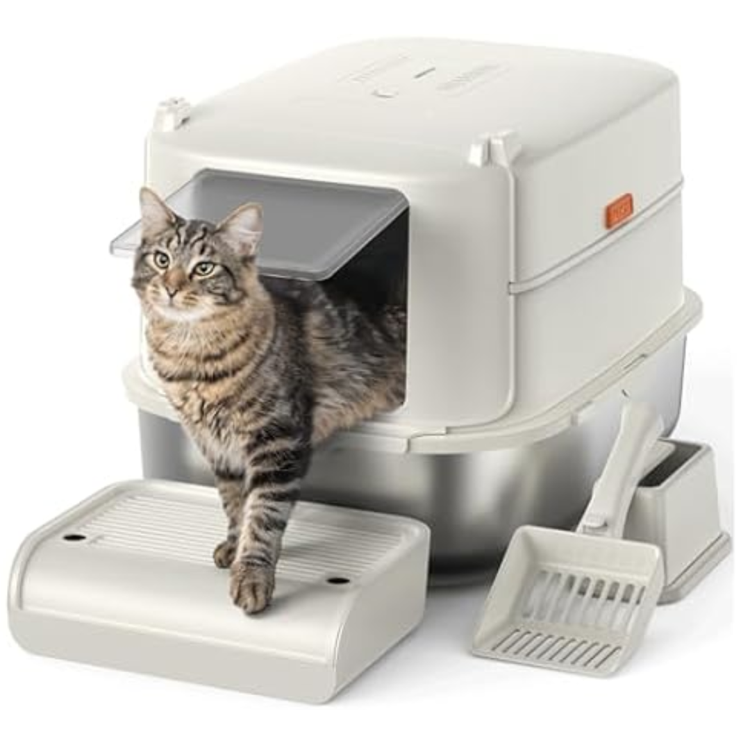 Enclosed Stainless Cat Litter Box