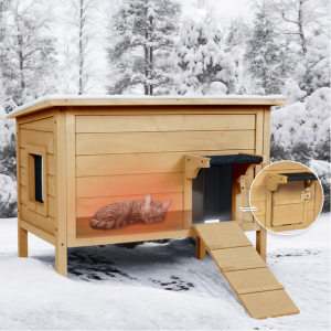 Outdoor Insulated Cat House w/Foldable Ladder