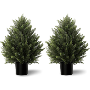 2-Pack 2' Artificial Cedar Topiary Tree