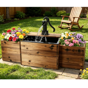 Fir Wood Water Fountain w/Pump