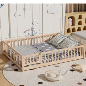 Wood Frame Full Platform Floor Bed