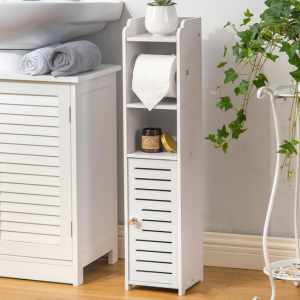 Freestanding Bathroom Storage Cabinet w/Toilet Paper Holder