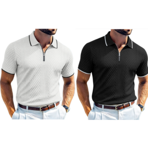 2-Pack Men's Zipper Waffle Polo