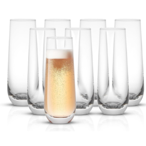 JoyJolt Set of 8 9oz. Stemless Champagne Flutes