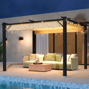 Retractable 12' Patio Aluminum Pergola