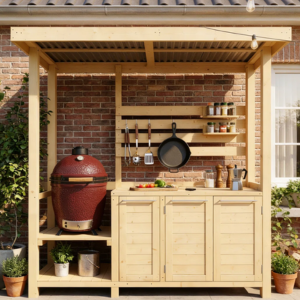 Cedar Wood Outdoor Kitchen Island w/Canopy