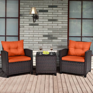 Costway 3-Piece Cushioned Patio Rattan Furniture Set
