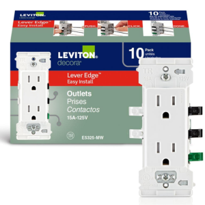10-Pack Leviton Lever Edge 15A Tamper-Resistant Duplex Wall Outlets