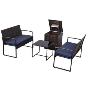 4-Piece Wicker Patio Cushioned Conversation Set