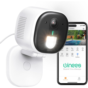 Winees 2K WiFi Security Camera w/AI & Night Vision