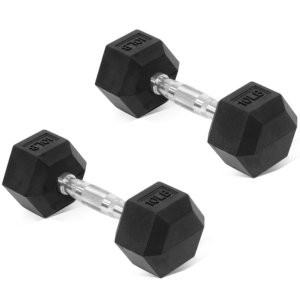 FlexWave 10lbs.Rubber Encased Hex Dumbbell Pair