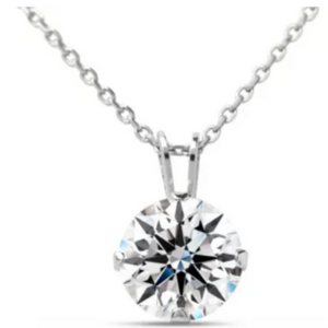 1CT Moissanite Solitaire Necklace Set In White Gold
