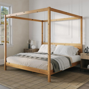 Walker Edison Wood King Canopy Bed