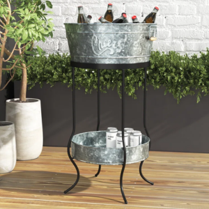 Metal Ice Bucket w/Shelf