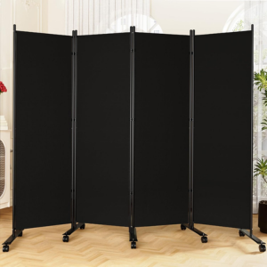 4-Panel Folding Room Divider w/Lockable Wheels