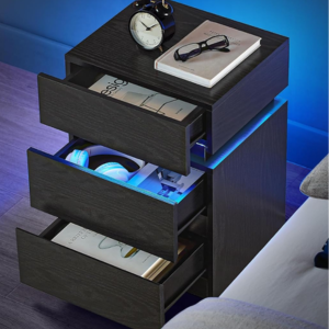 3-Drawer LED Nightstand w/Remote Control