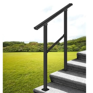 Outdoor 3-Step Wrought Iron Stair Handrail