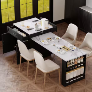 Wood Kitchen Island w/Extendable Dining Table