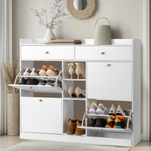 4-Flip Drawer Shoe Storage Cabinet