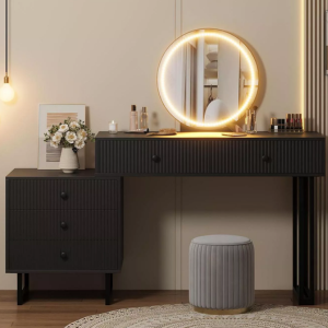 LED Mirror Vanity Desk w/5-Drawers