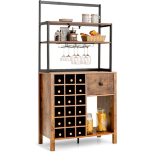 18-Bottle Wine Cabinet w/Glass Holder