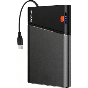 10000mAh Portable Power Bank w/Built-in USB-C Cable