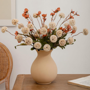 8-Piece Artificial Pom Pom Chrysanthemum Flowers