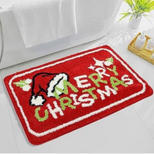 Santa Clause Hat Christmas Bathroom Rug