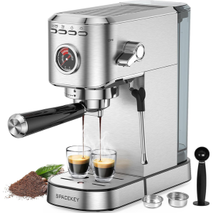 Stainless Steel 20-Bar Espresso Maker w/Milk Frother