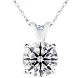 1Ct Diamond Solitaire Necklace In 14K White Gold