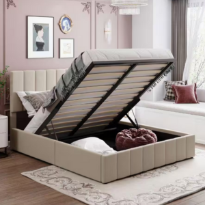 Queen Upholstered Platform Bed w/Hydraulic Storage System