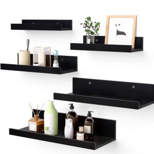 Set of 5 Wall Mount Wood Shelves