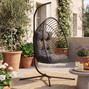 Rattan Cushioned Swing Egg Chair