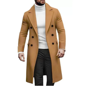 Men's Double Breasted Trench Overcoat