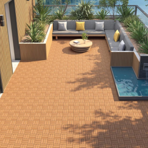 27-Piece Interlocking Acacia Wood Patio Deck Tiles
