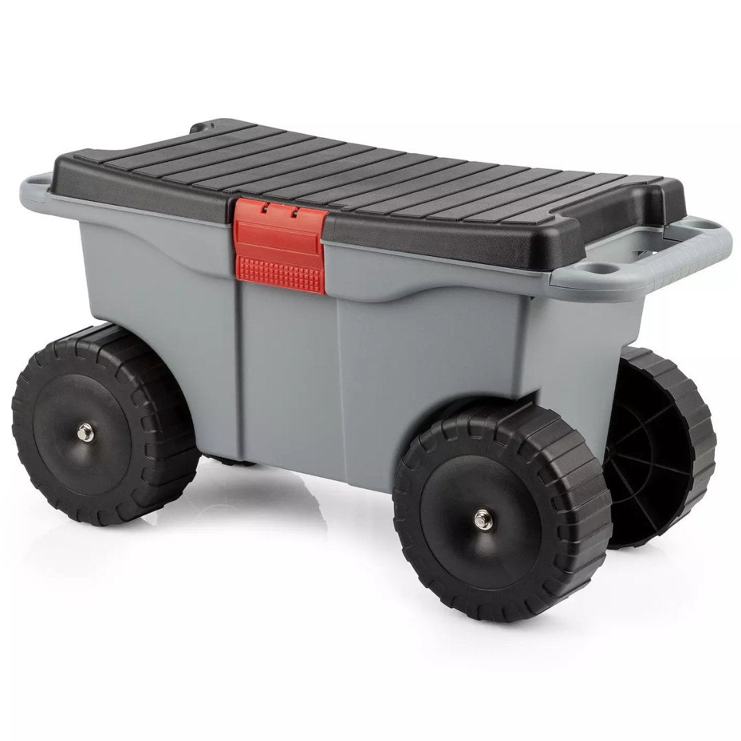 Pure Garden Rolling Storage Cart w/Seat