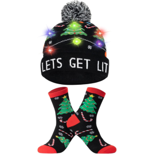 LED Christmas Hat & Socks Set