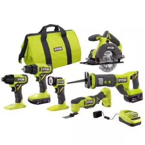 Ryobi One+ 18V Cordless 6-Tool Kit w/Battery & Charger
