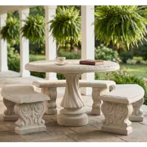 4-Piece Concrete Outdoor Dining Table Set