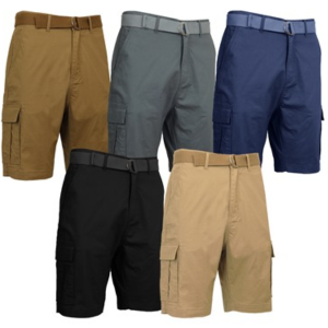 3-Pack Assorted Men's Belted Cargo Shorts