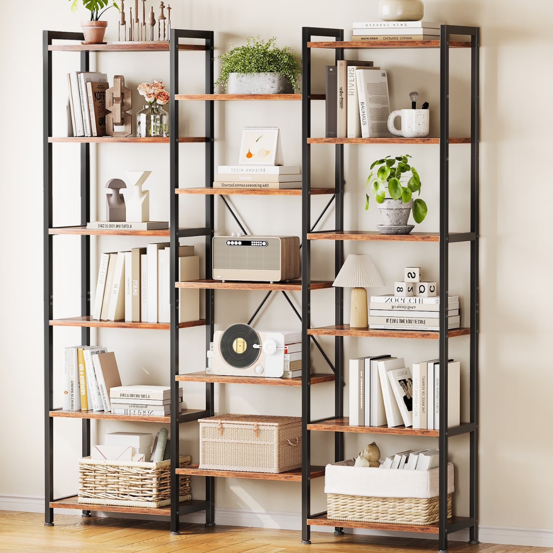 Triple Wide 6-Tier Bookshelf