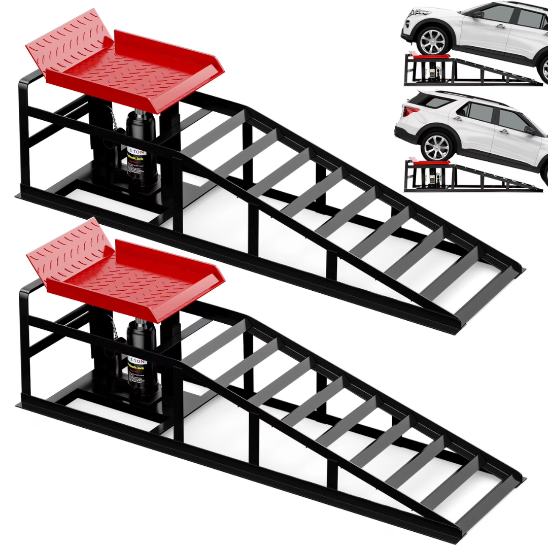 Heavy-Duty 2-Pack 11000Lbs Hydraulic Car Ramps