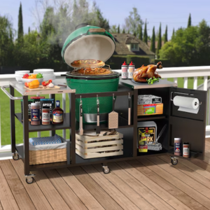 Metal Outdoor Grill Station Prep Table Cart