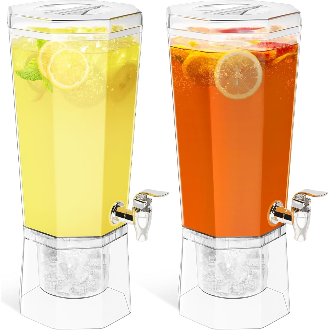2-Pack 1 Gallon Plastic Drink Dispenser w/ Stand & Spigot