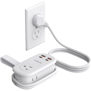 65W GaN 7-Outlet Flat Plug Travel Power Strip