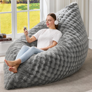 Plush Faux Fur Convertible Bean Bag Lounger