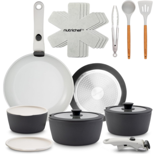 NutriChef 18-Piece Ceramic Cookware Set