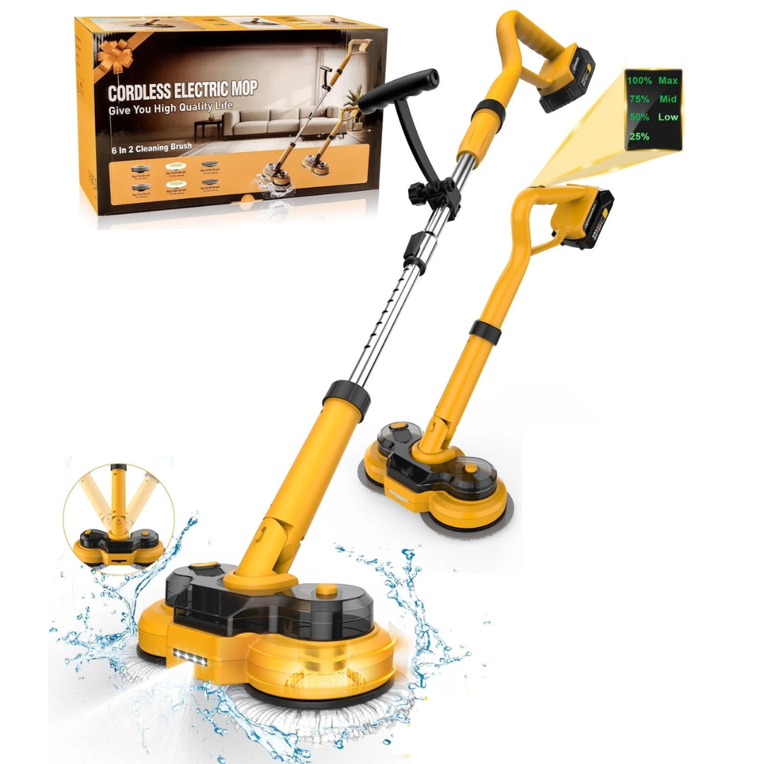 Cordless Scrubber Mop w/LED Headlight & Sprayer