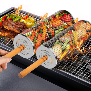 2-Pack BBQ Rolling Grill Baskets