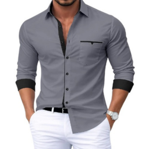 Men's Color Block Long Sleeve Shirt